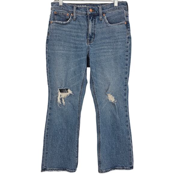 J. Crew Womans size 28 9" Billie Demi Boot Crop Distressed Denim Jeans Mid-Rise - Picture 1 of 10